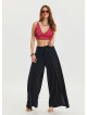 Black Bohemian Trousers with Elastic Waist and Tie Detail 4474